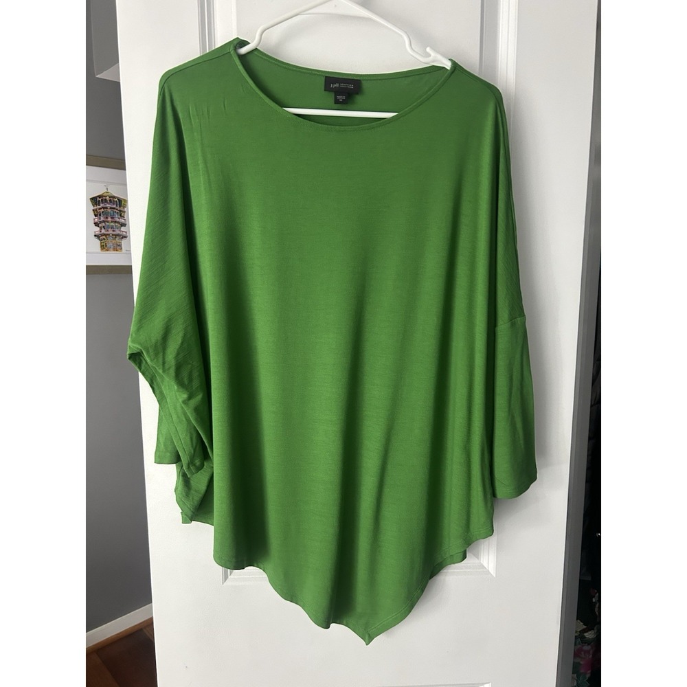 J Jill Wearever Collection Slub Knit Tunic Top Asymmetrical Hem Dolman Sleeve XS